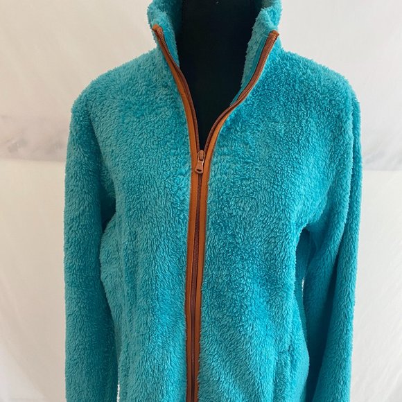 SOLD Tek Gear You've Got This Blue Contrast Brown Fleece Zip Front Jacket NWOT - Picture 10 of 15